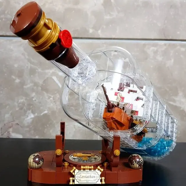 Bloques de construcción para niños, juguete de ladrillos para armar barco pirata en botella, Serie Técnica, ideal para regalo, código 21313, 960 piezas, 16051