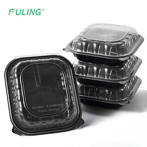 FULING 1/3 compatment 9x9 inç BPA ücretsiz MFPP Microwavable PP Togo konteynerler kapaklı paket paket yiyecek kutusu gitmek için menteşeli konteyner - Product Image 1