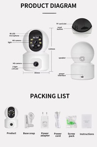 双镜头婴儿监视器2.4千兆赫无线360旋转自动夜视无线网络摄像机家庭安全高清遥控摄像机 - Product Image 3