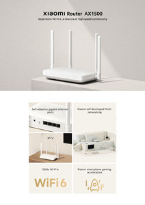 Xiaomi Ax1500 Router 1000Mbps Home Modem Met Qos Vpn Firewall Usb <span class=keywords><strong>Wps</strong></span> 4G Wan Lan Wi-Fi 2.4G 5G Interfaces 12V Standaard - Product Image 2