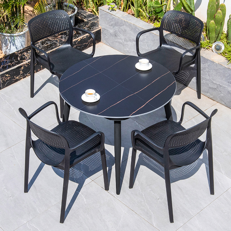 B-90cm table ronde et 4 chaises
