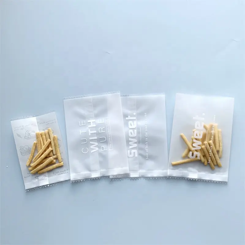Sac d'emballage alimentaire transparent scellé au milieu imprimé personnalisé Sachet à biscuits pour la cuisson Sac en plastique