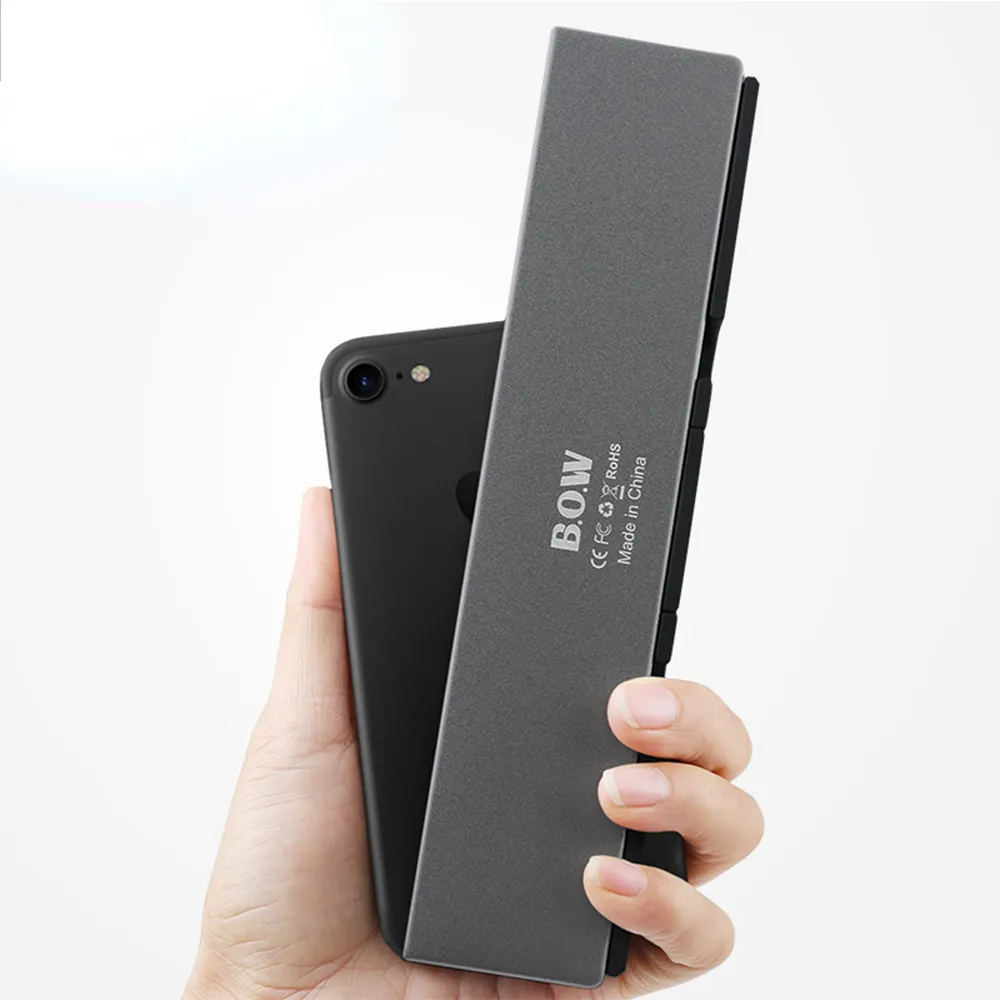 Mini Opvouwbare Bluetooth Toetsenbord Draadloze Toetsenbord Ondersteuning 3 Apparaten Met Standaard Voor Telefoon Tablet Oplaadbare Opvouwbare Toetsenbord