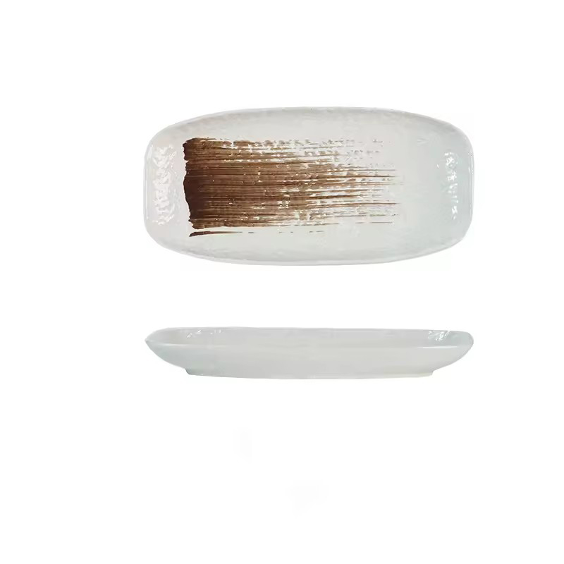 White with brown line