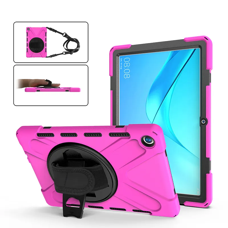 For Huawei Mediapad M5 10.8 inch plastic and silicone hybrid case with shoulder strap screen protector