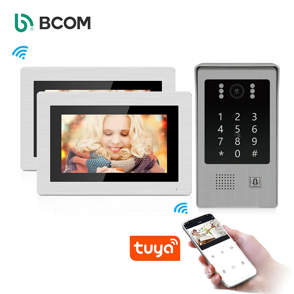 Bcomtech sistem kontrol akses 2023 baru bel pintu Video IP telepon pintu Visual 7 inci Video Videoc Itofono interkom desain grafis