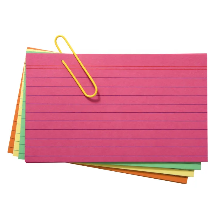 Tarjetas con índice de papel de colores rayados