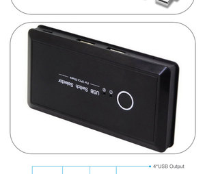 <strong>KVM</strong> <strong>Switch</strong> Box <strong>2</strong> in 4 OUT+USB Cable for Keyboard Mouse U Disk Printer Scanner