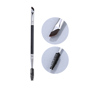 Wholesale Factory Dual Ended Mascara &amp; Eyebrow Brush Angled Eyebrow Liner Eye <strong>Definer</strong> Double Sided Makeup Brushes Custom Logo