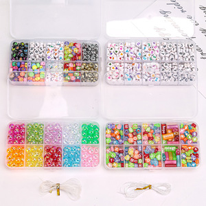 高品質かわいいアクリルキャンディースクエアビーズブレスレットDIYセット箱入りレタービーズ