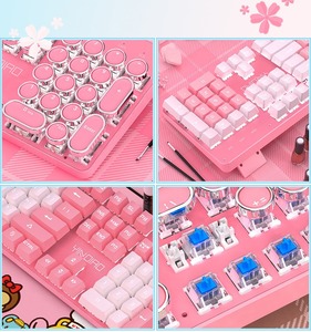 Teclado mecánico rosa para ordenador, teclado de juego de 104 teclas, resistente al agua, teclado de membrana, tablero de interruptor, El ZK-4 más barato - Product Image 3
