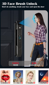 Riconoscimento facciale Tuya Wifi Smart Lock con fotocamera Video citofono App sblocca la combinazione di impronte digitali impermeabile blocco Nfc - Product Image 4