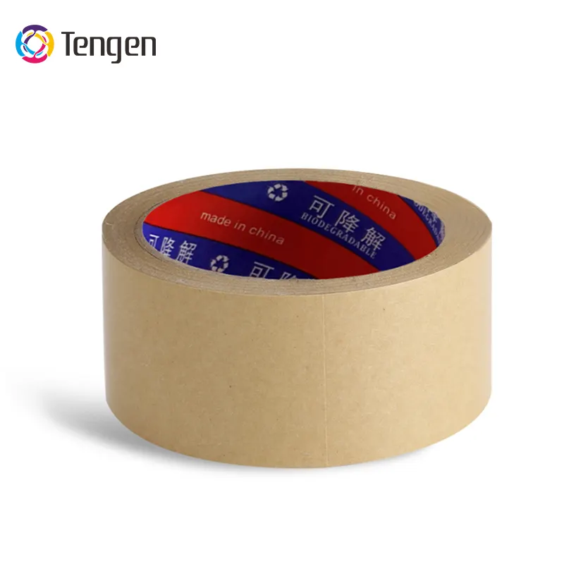 Tengen High Viscosity Self Adhesive Water Activated Biodegradable MSDS Certified Kraft Packing Paper Tape