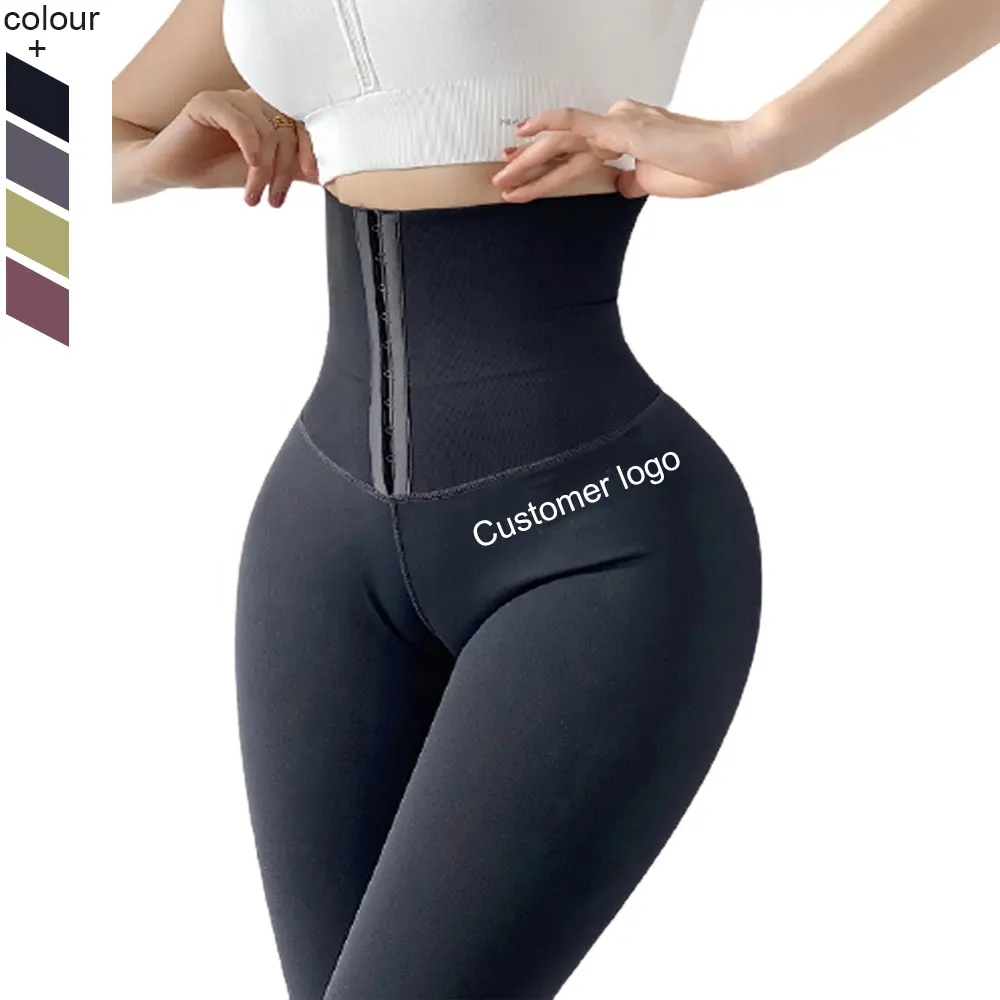 Regolabile Nero Tummy Control Sport Legging A Vita Alta di Allenamento di Yoga Vita Trainer Leggings Con Il Corpo Shaper Combinazione