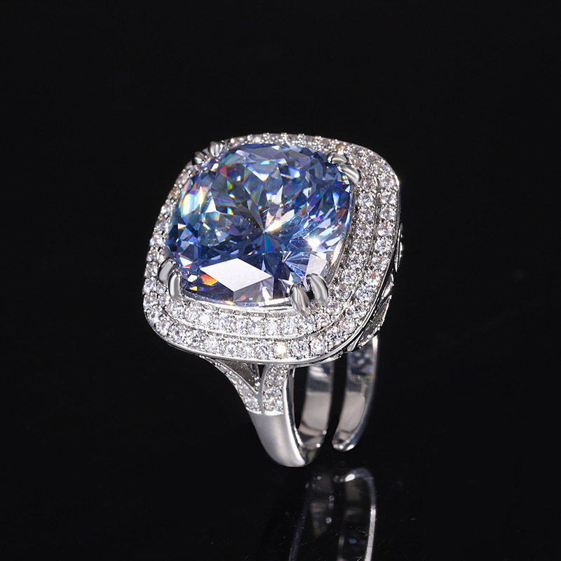 Bague plaquée bleu blanc platine