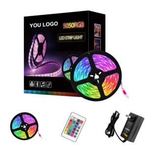 RGB App & ses kontrollü LED şerit işıklar 5050 renkli kovalayan 12V/24V 5m IP20 IP20 bakır <span class=keywords><strong>PCB</strong></span> 8mm kesilebilir su geçirmez