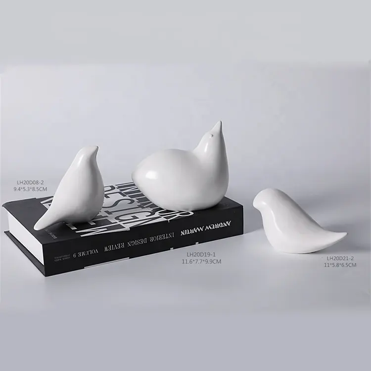Fanny Attractive Hot Sale Cute Ceramic White Bird Figurines For Table Top Decoration Gifts