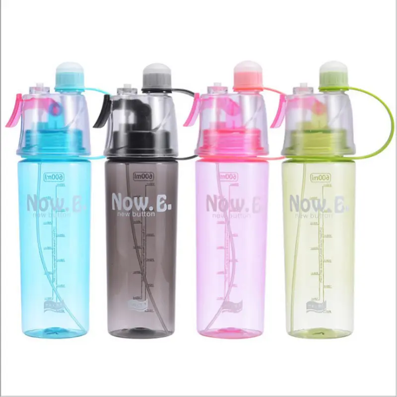 Garrafa de água com logo customizado, garrafa de água criativa em spray para esportes ao ar livre, 600ml