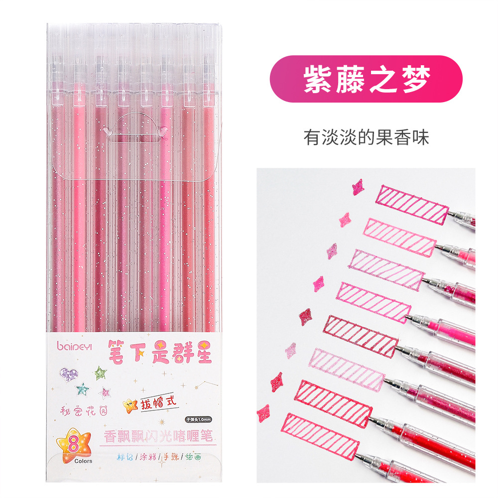 Stylo gel rouge brillant 8 couleurs - papier blanc uniquement