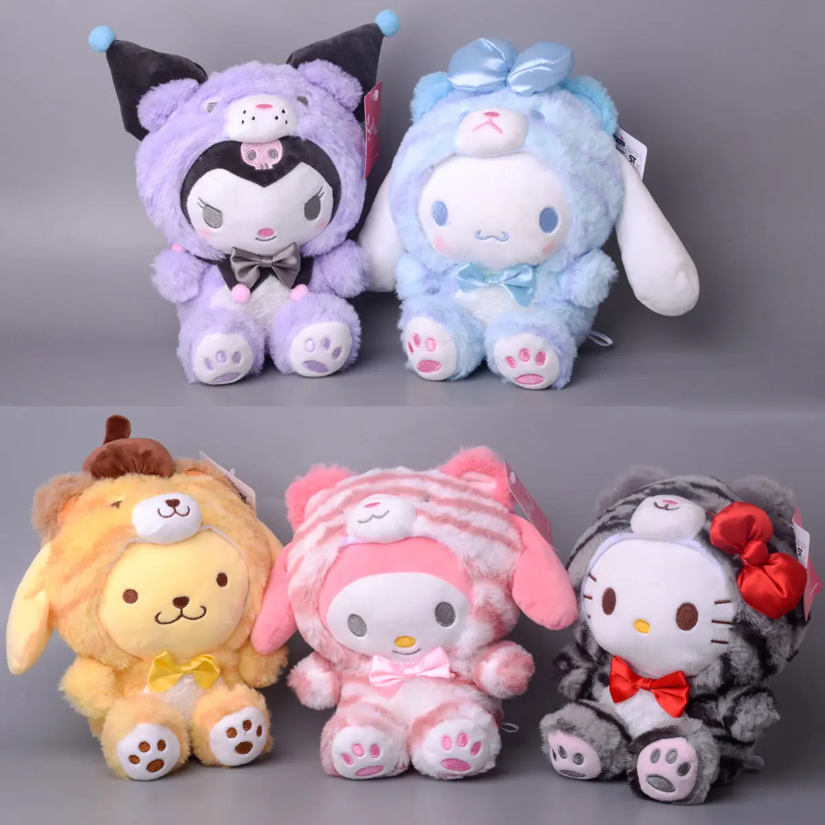 Boneco de pelúcia japonês sanrio tiger, boneco curto de pelúcia macio mole para cães