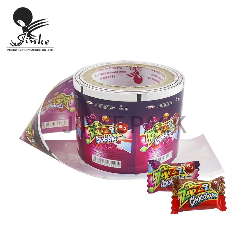 custom own design Plastic Laminated packaging film roll printing for candy wrapper machine use