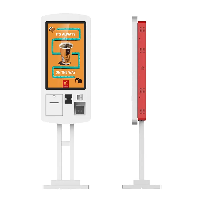 32 inç restoran akıllı Self servis pencereleri sipariş verme Kiosk termal yazıcı ödeme terminali