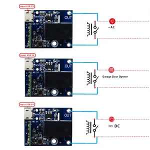 ミニWifiスマートスイッチDC12V 48V 24V 5V 2.4G1チャンネルワイヤレスリレーレシーバーモジュール、LEDライトスイッチ用EWelinkアプリ付き - Product Image 4