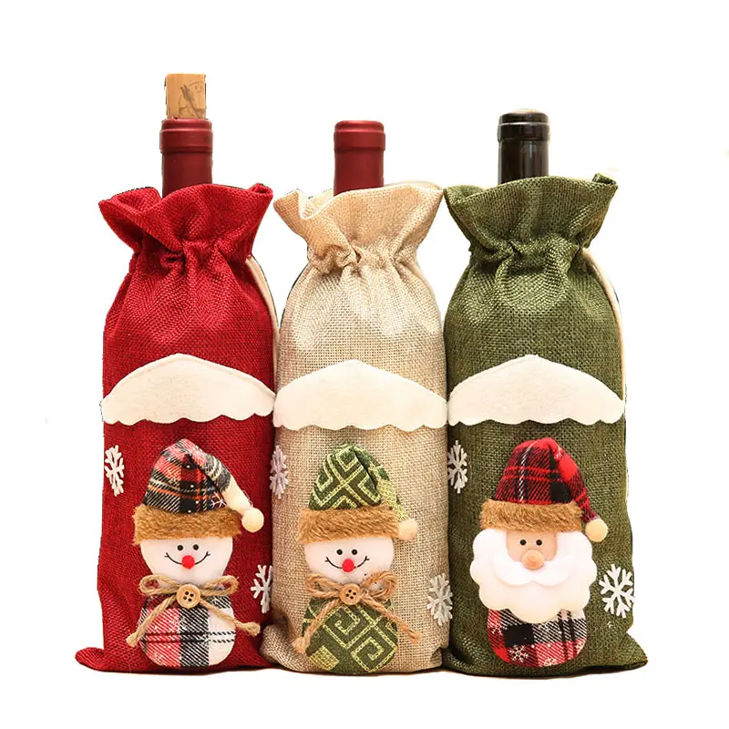 लाल शराब की बोतल सेंटा क्लॉस कवर बैग घर क्रिसमस सजावट क्रिसमस उत्पाद