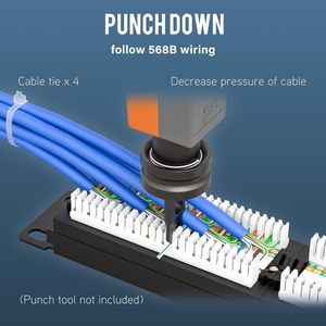 24 puertos Cat6 Patch Panel 10Gbps RJ45 Keystone Sistema de gestión de cables de red para montaje en rack o montaje en pared - Product Image 4