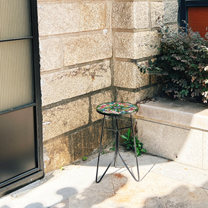 Bàn cà phê sắt ngoài trời với bảng điều khiển khảm Vòng cuối Bistro bên bàn điều khiển chân hiên hiên đồ nội thất - Product Image 5