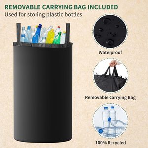 プラスチックボトルリサイクルビン家庭用キッチン用折り畳み式竹製 - Product Image 2