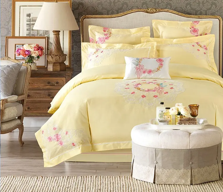 Set di biancheria da letto per hotel con ricamo patchwork in Organza