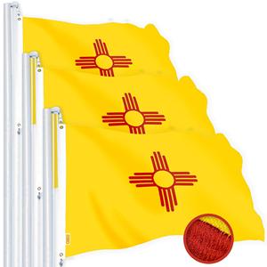 UD2 for G128 3 Pack New Mexico <strong>NM</strong> for State Flag 2x3 Ft StormFlyer Series Embroidered 220GSM Spun Polyester Cotton Banners Flags - Product Image 1