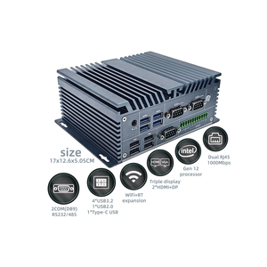 Control industrial NUC nano mini RS232 RS485 DB9 6 puertos serie gpio tipo-c 8K DP sin ventilador Alder Lake N100 N300 12V 19V computadora - Product Image 3