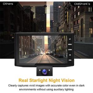 Car Black Box DVR Camera 3 Lens in 1 Dash Cam 4-Inch IPS Screen Full HD 1080P Video Recorder + Rear View Parking <strong>Reverse</strong> Dashcam - Product Image 4