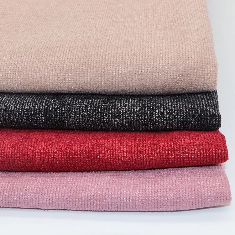 Hochwertige benutzer definierte 100% Polyester 340GSM Strick glatt gefärbte Fleece Frottee Chenille Stoff für Frauen Mantel Pullover