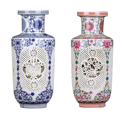 Nouveau petit vase de table classique en porcelaine vases creux décors maison vases en céramique pots de gingembre vente en gros pas cher