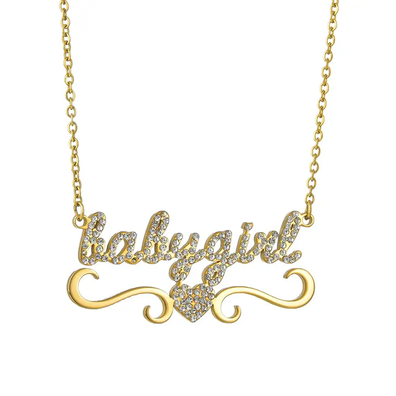 Collar chapado en oro de 18 quilates con nombre, joyería personalizada