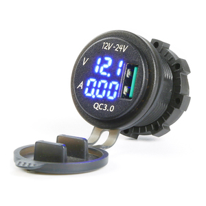 ABILKEEN DS017B Puerto único QC3.0 Entrada de enchufe USB 12V-24V Cargador USB para automóvil con voltímetro LCD digital y pantalla de amperímetro - Product Image 1