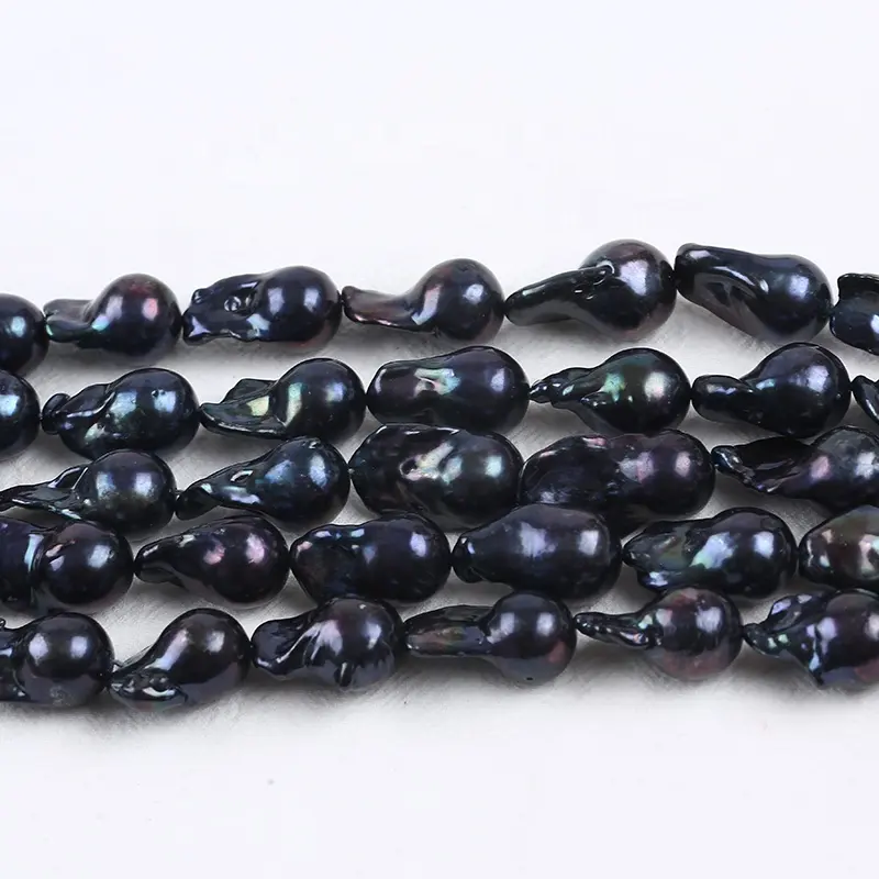 Corda di perle nere barocche d'acqua dolce AAAA 15-20mm