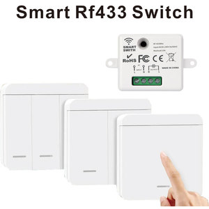 Tuya 433Mhz kablosuz RF 1 2 3 Gang uzaktan kontrol duvar anahtarı 86 cam Interruptor ev ışık 10A Max 240V ab özelleştirilebilir - Product Image 2