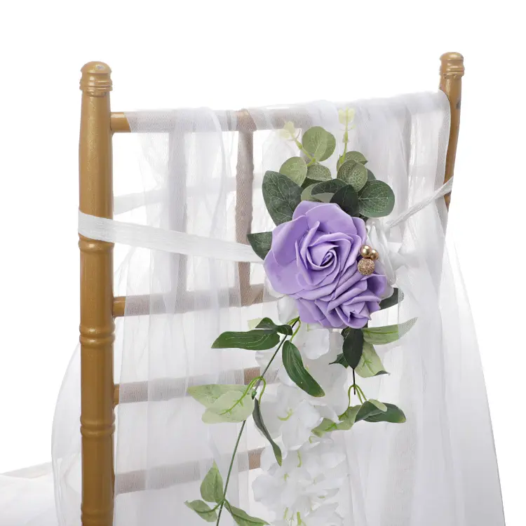 Wholesale Wedding Silk Wedding Artificial Rose Chair Back Flower For Decorations