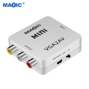 Equipos de audio y video 1080P Mini VGA2AV Adaptador VGA a AV RCA Caja adaptadora convertidora compuesta