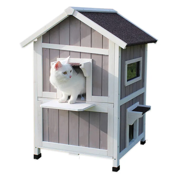 Casa di gatto di legno anticorrosiva all'aperto su ordinazione della casa di cane di legno su ordinazione della fabbrica