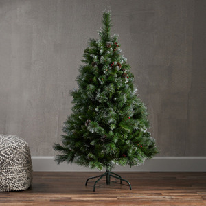 <strong>USA</strong> Warehousedrop Shipping 4.5 'Glitter Bristle Mixed Hinged Christmas <strong>Tree</strong> with Red Berry and Pine Cones - Product Image 2