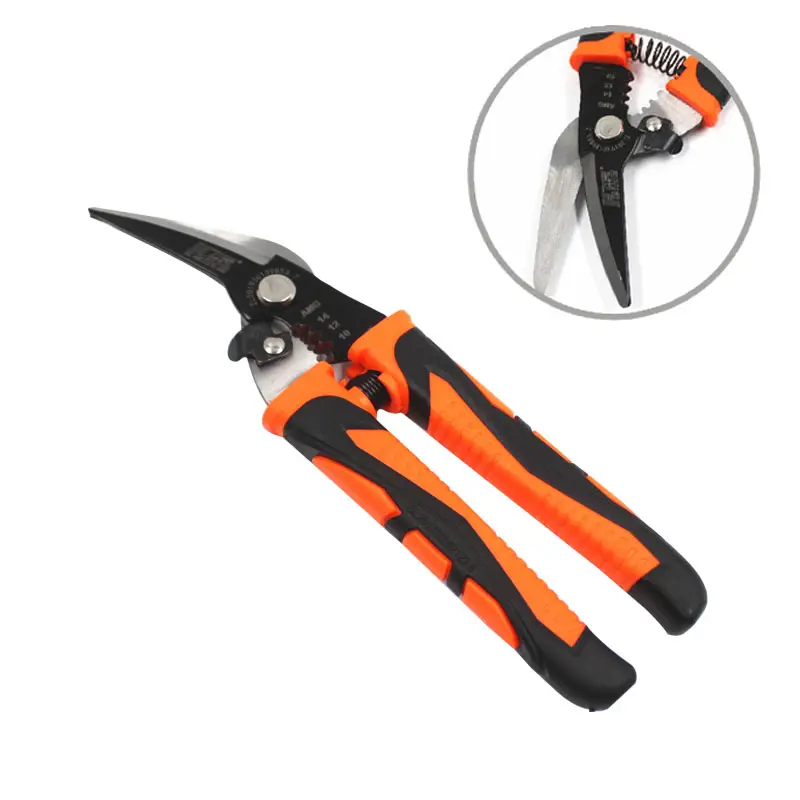 Multi-functional Plier Wire Cable Cutter Crimper And Tip Snips Scissors With Bent Blade