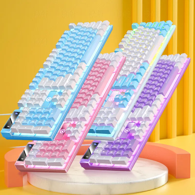 لوحة مفاتيح ألعاب سلكية, 104 مفتاحًا ، لوحة مفاتيح سلكية ، ألوان متطابقة ، بإضاءة خلفية ، ميكانيكية ، ملحقات كمبيوتر ، رياضية-إلكترونية ، للحاسوب المحمول المكتبي