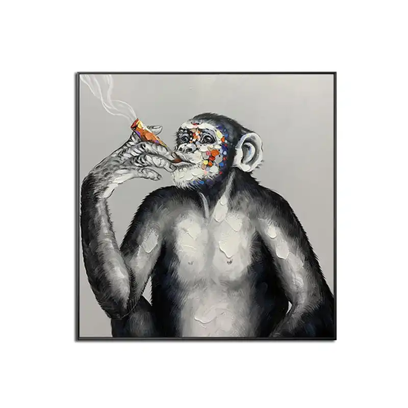 Customized Hand-painted Textured Coolest Chimpanzee Acrylic Painting Wall Art For Wall Decor