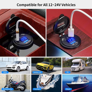 12V/24V USB插座108W 3端口双PD 45W USB C车载充电器插座和带电压表电源开关的快速充电3.0 USB充电器 - Product Image 3