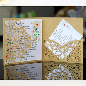 15*15cm नवीनतम <span class=keywords><strong>Brusk</strong></span> गुलाबी लेजर कट जेब तह शादी के निमंत्रण कार्ड सुरुचिपूर्ण डिजाइन Eengagement समारोह कार्ड - Product Image 4